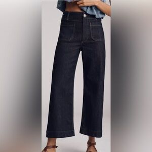 Maeve The Colette Crop Wide Leg Jeans Dark Blue Size 26